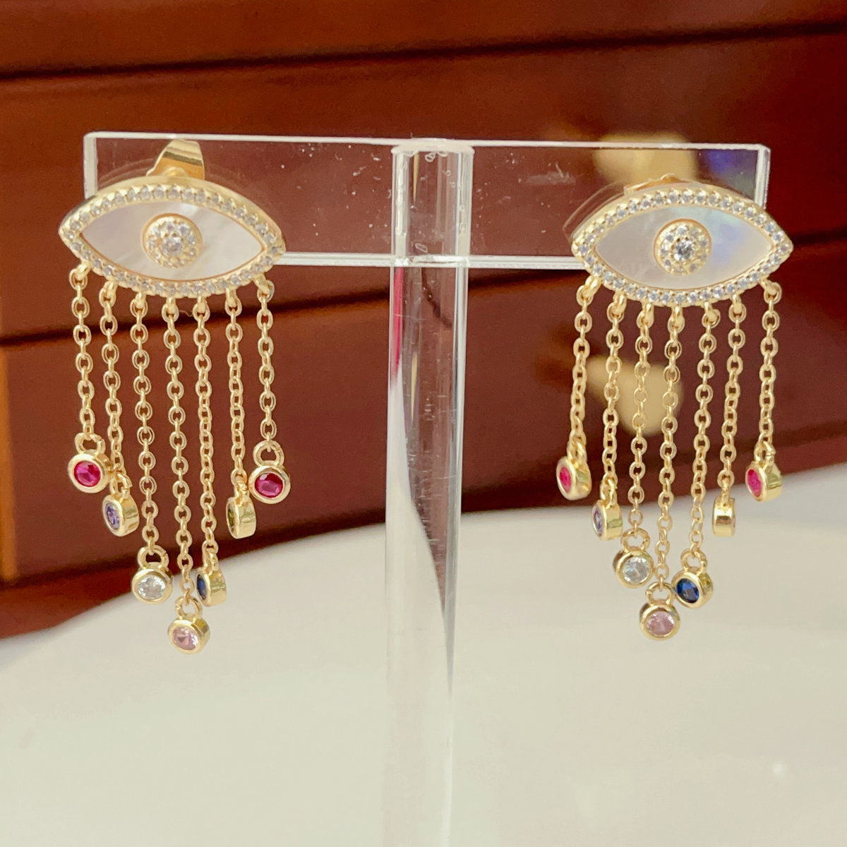 Pave eye earrings