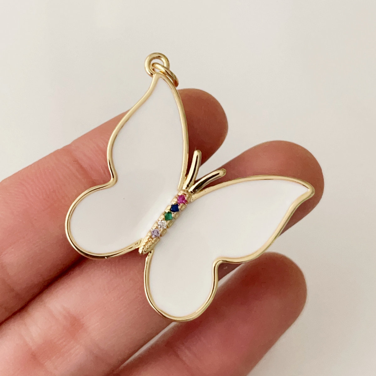 White enamel butterfly pendant