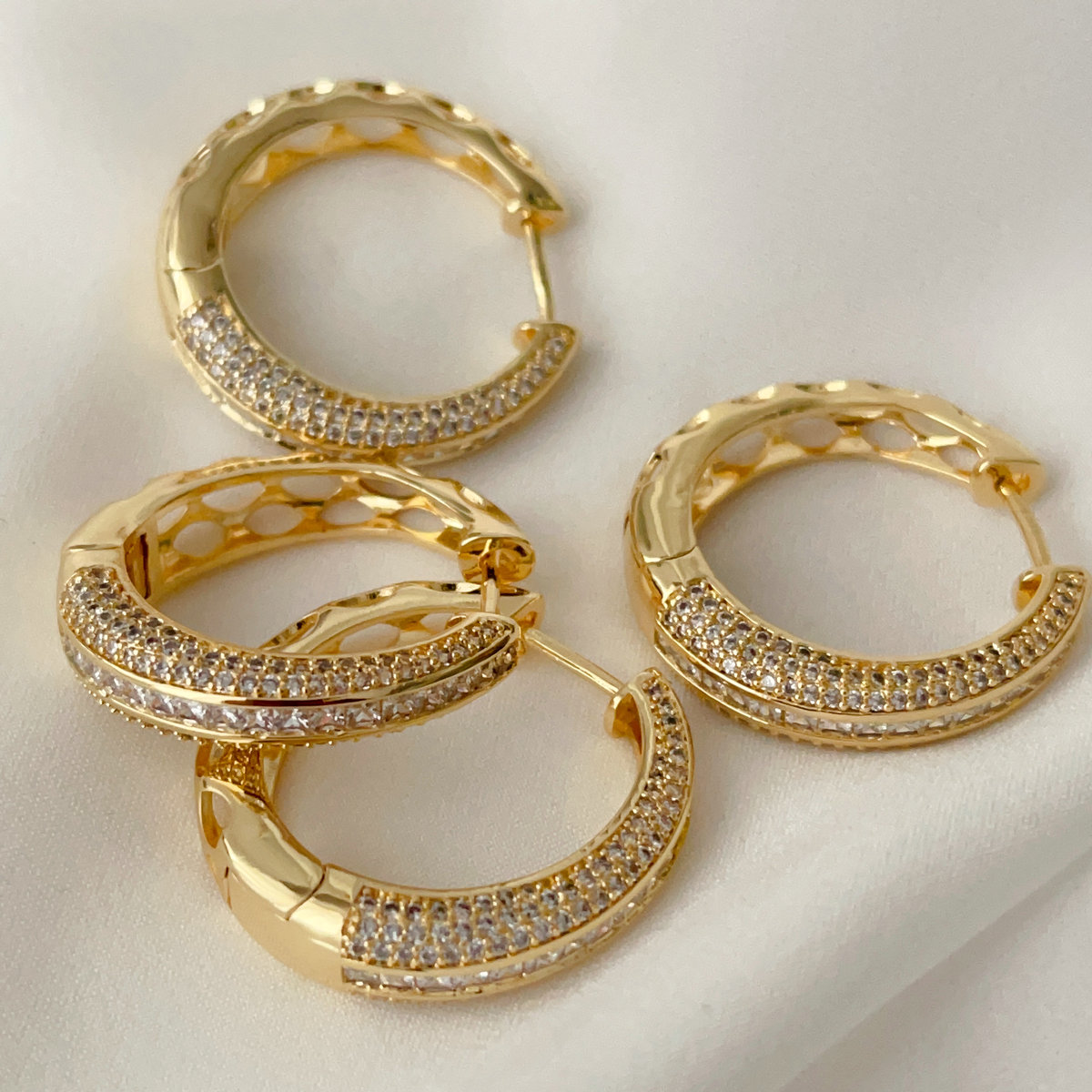 Pave big hoop earrings
