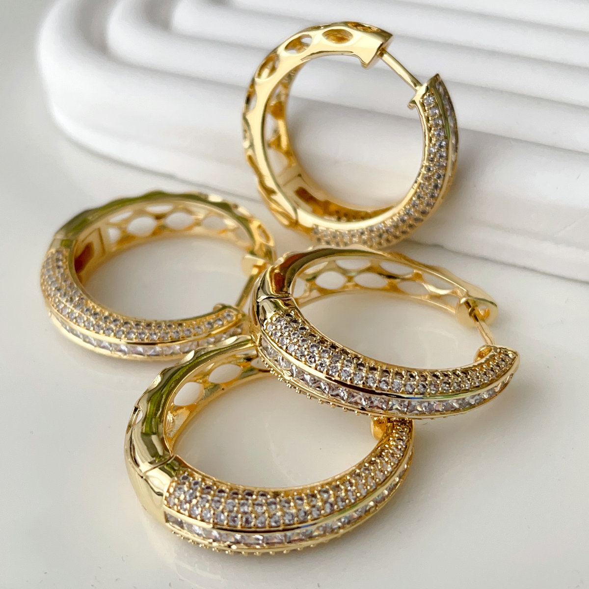 Pave big hoop earrings