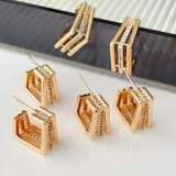 Pave square earrings