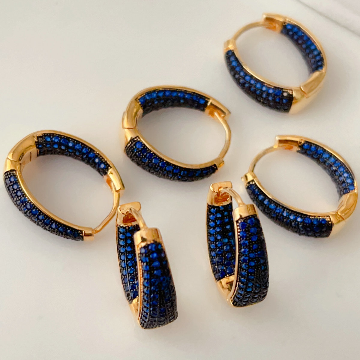 Blue zircon hoop earrings