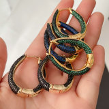 Big blue black green zircon hoop earrings