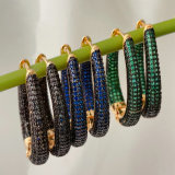 Big blue black green zircon hoop earrings
