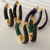 Big blue black green zircon hoop earrings