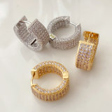 Simple pave round earrings