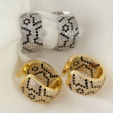 豹纹锆石耳圈耳环 豹纹锆石耳圈耳环  Leopard pattern zircon earrings