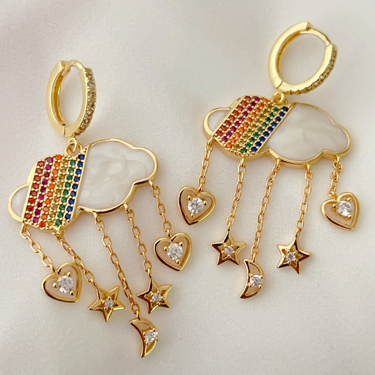 Fine rainbow pendant earrings