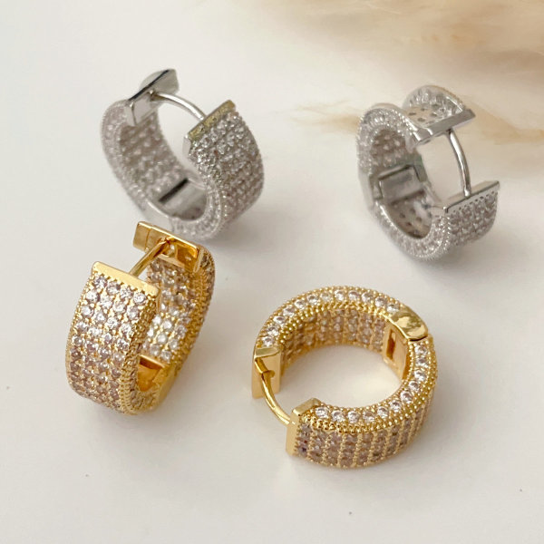 Simple pave round earrings