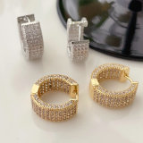 Simple pave round earrings