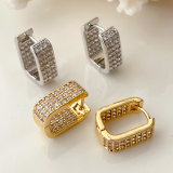Simple zircon suqare earrings