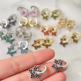 Colorful zircon star drop earrings