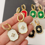 Enamel  squre pendant earrings