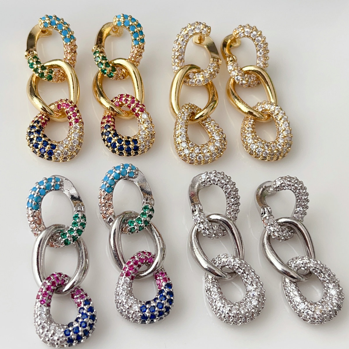 Chain cuban zircon earrings