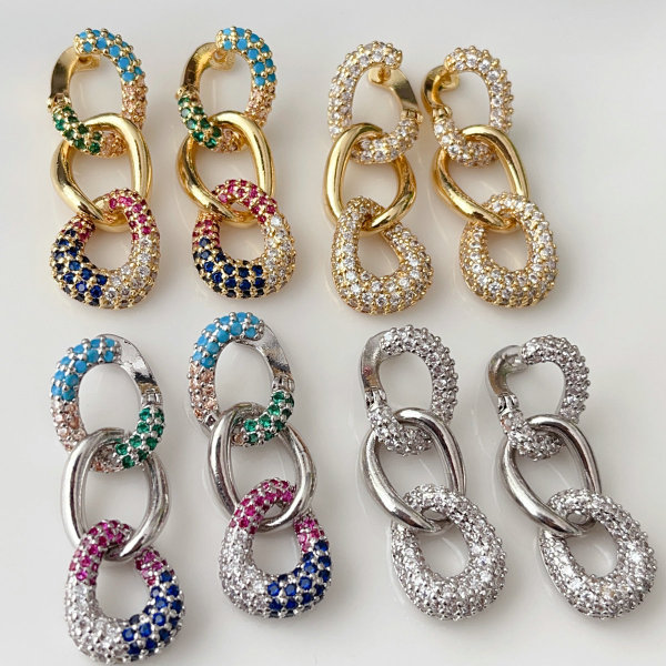 Chain cuban zircon earrings
