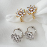 Pave flower earings