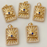 Pave square eye pendant