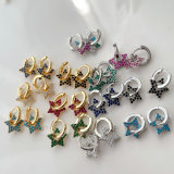 Colorful zircon star drop earrings