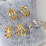 Zircon fan earrings