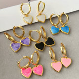 Enamel heart drop earrings