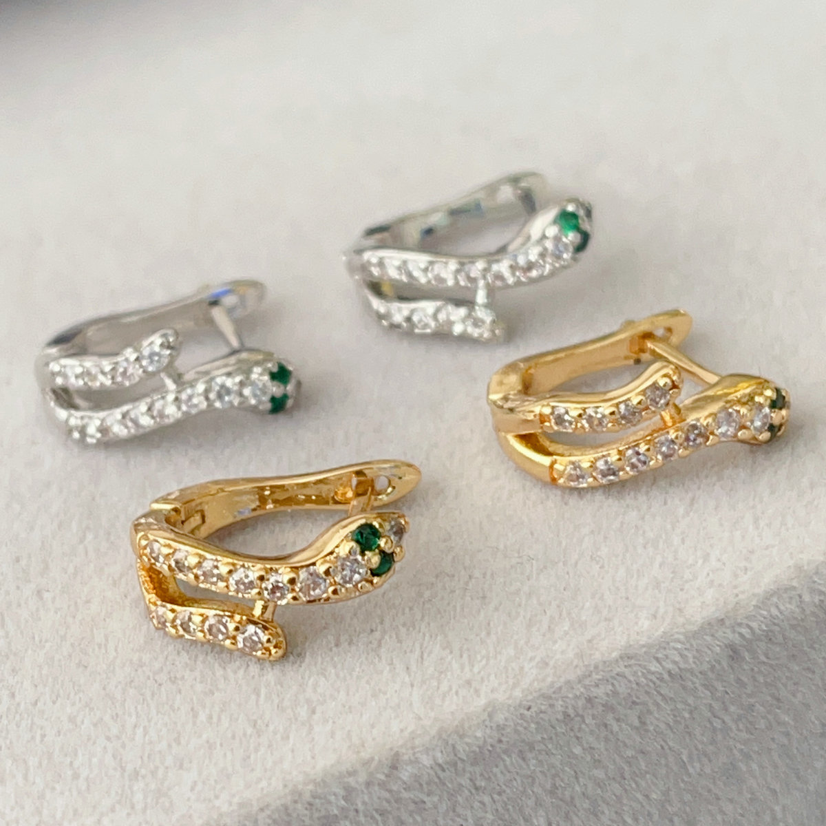 Pave snake earrings