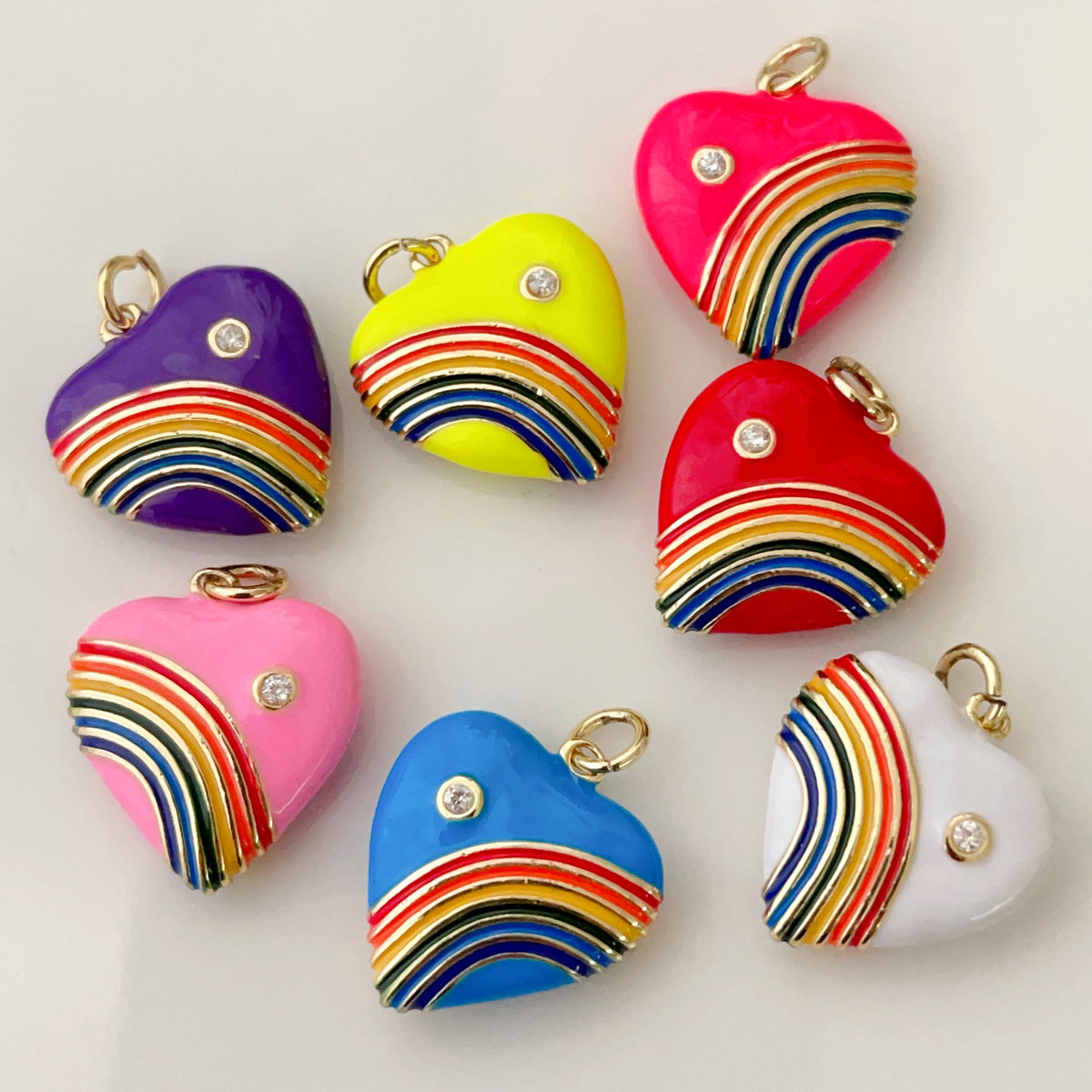 Rainbow enamel pendant