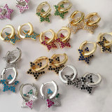 Colorful zircon star drop earrings