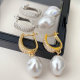 Pave earring with glass pearl pendant