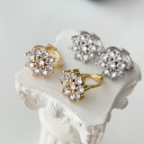Pave flower earings
