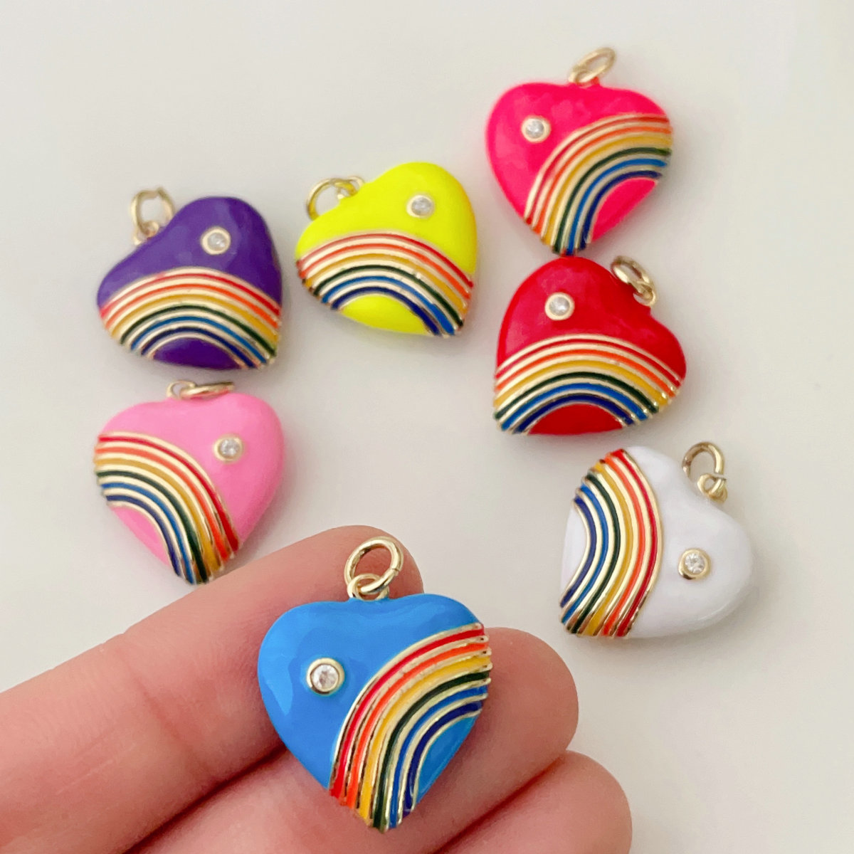 Rainbow enamel pendant