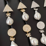 Pave earring with glass pearl pendant