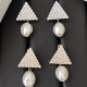 Pave arrow earring with glass pearl pendant