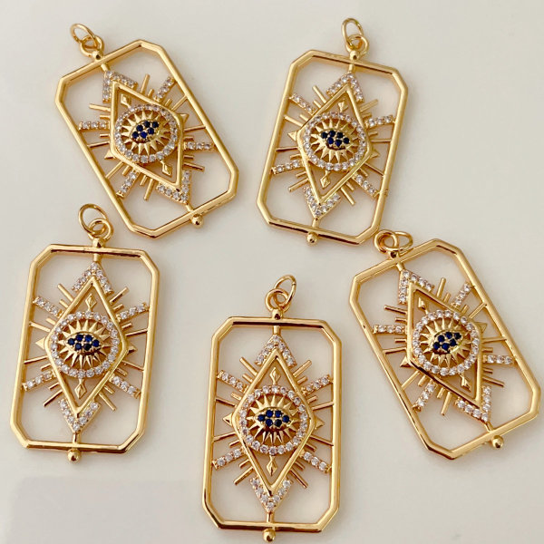 Pave square eye pendant