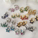 Colorful zircon star drop earrings