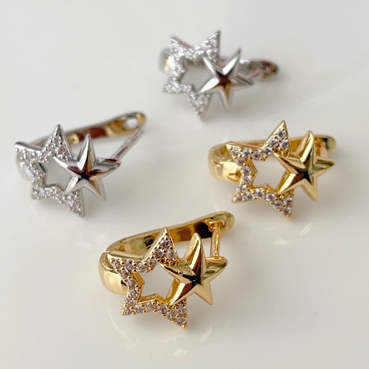 Pave star earrings