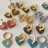 Pave zircon heart drop earrings