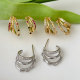Zircon fan earrings