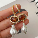 Grey stone with pearl pendant