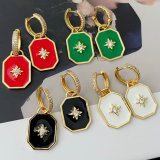 Enamel  squre pendant earrings