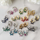 Colorful zircon star drop earrings