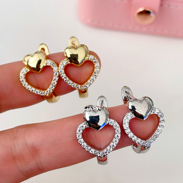 Pave heart earrings