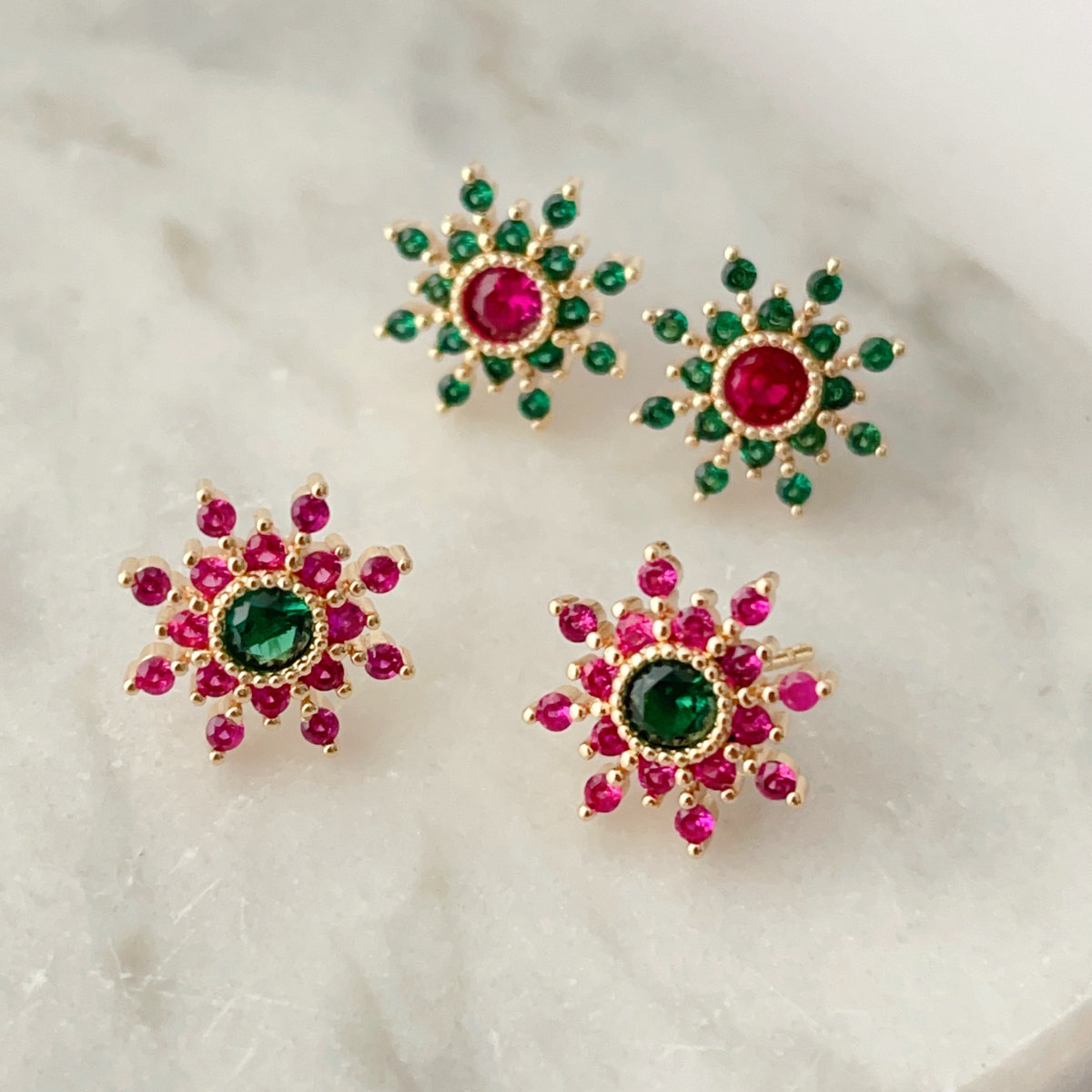 Pave Sunflower earrings