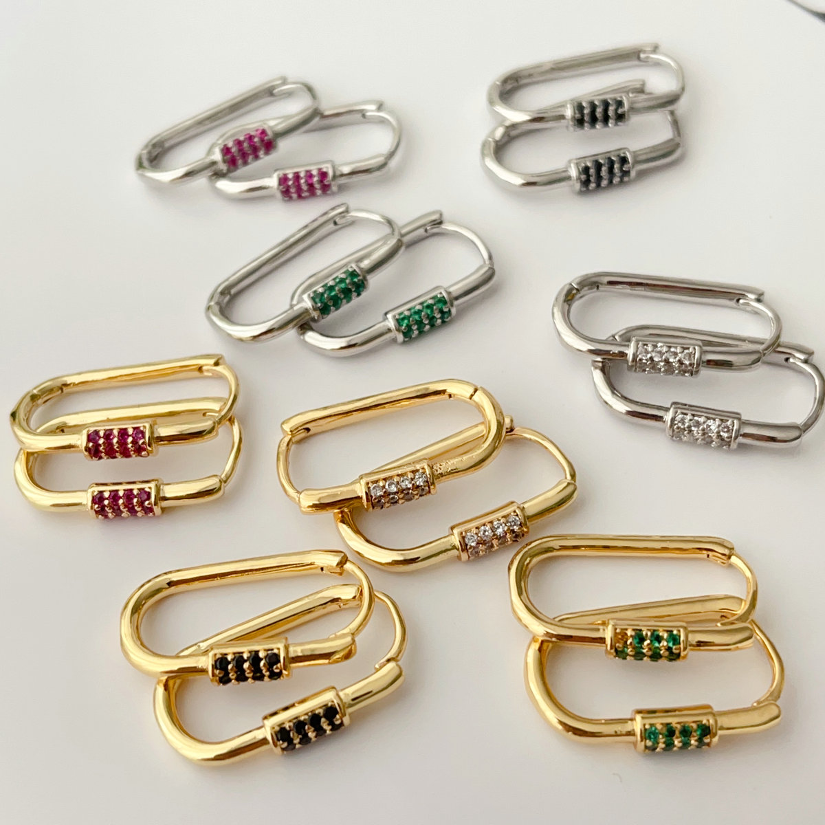Colorful U hoop earrings
