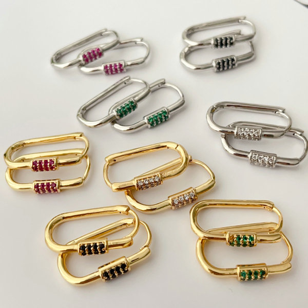 Colorful U hoop earrings