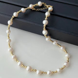 Fresh water pearl necklace with spacer bead