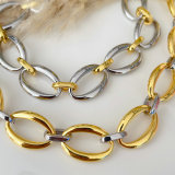 Gold and silver mix cuban chain necklace