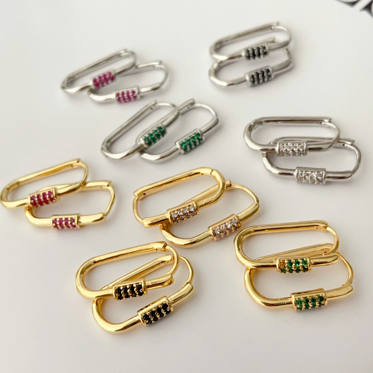 Colorful U hoop earrings
