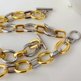 Gold and silver mix cuban chain necklace