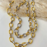 Gold and silver mix cuban chain necklace