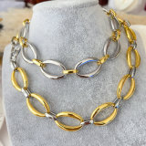 Gold and silver mix cuban chain necklace